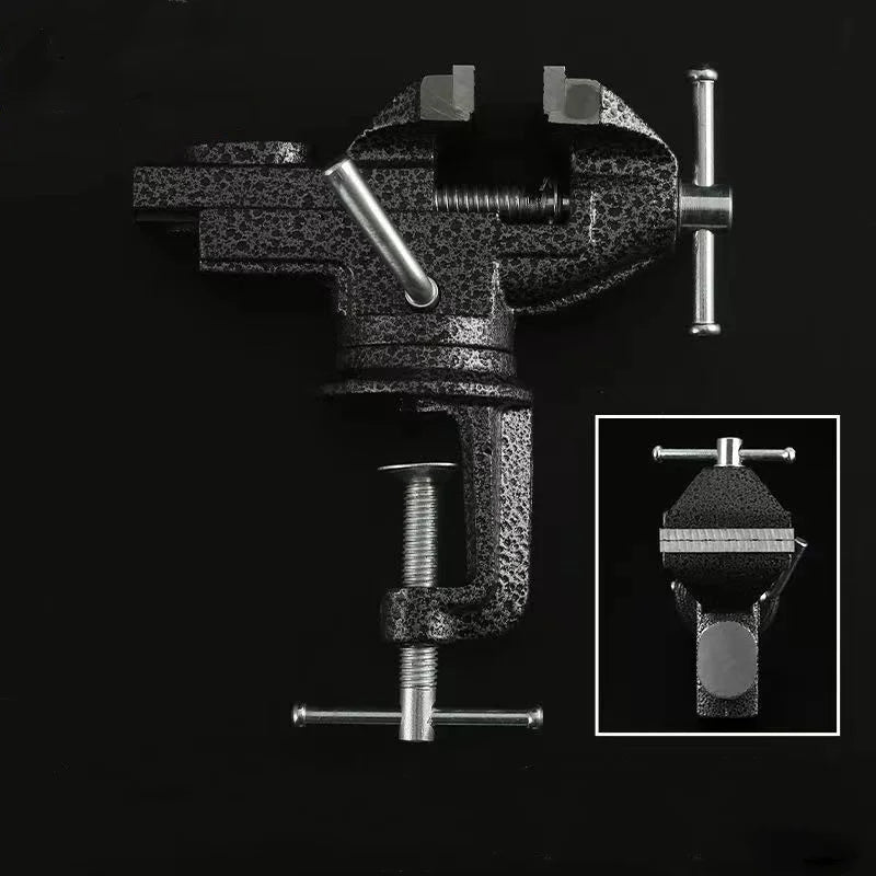 Universal Table Vise Multi-functional Portable 360° Swivel Base Clamp On Vice/Table Vise For Woodworking Cutting Conduit Dril Oasis Select Black