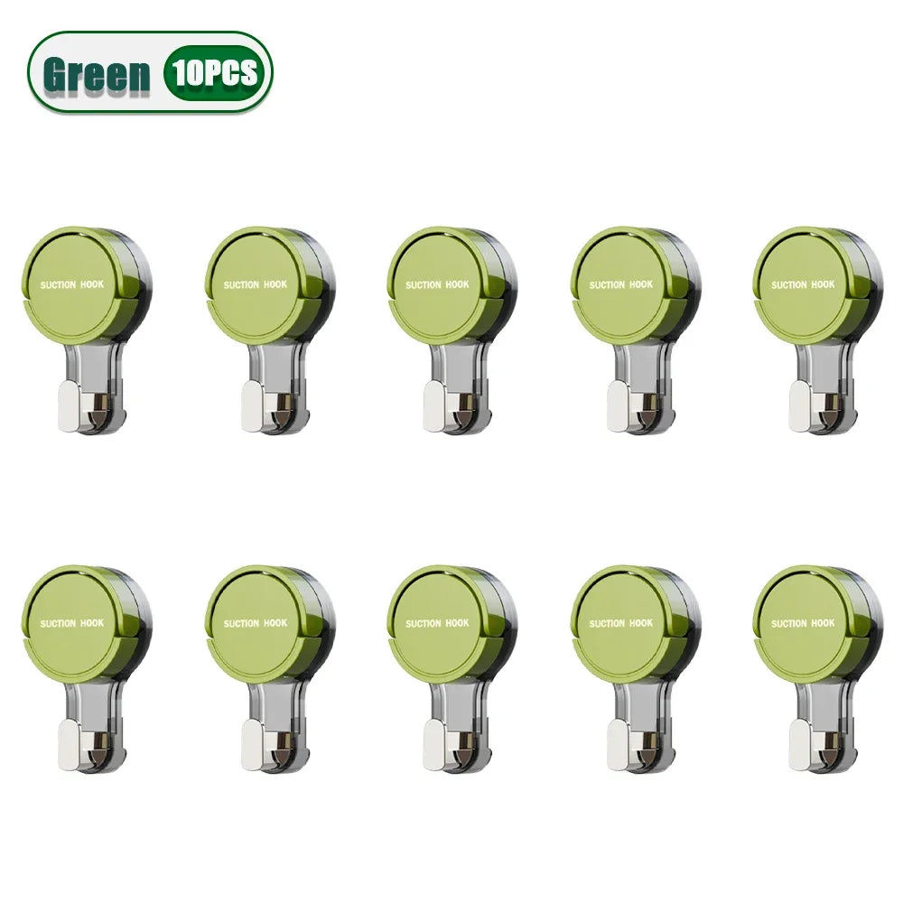 1-30PCS Suction Cup Hook Reusable Stronge Vacuum Bathroom Suction Cup Hooks Waterproof Towel Rack Clothes Hanger Hook Accessor Oasis Select Green-10PCS