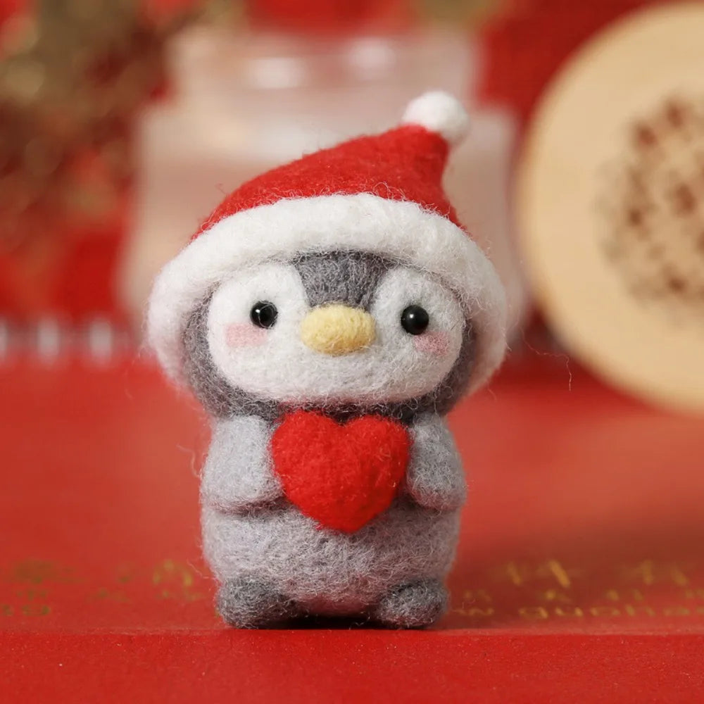 Cute Not Finished Wool Felting Kit Cartoon Cute Penguin Needle Felting Kit Handmade DIY Felting Starter Kit Oasis Select 05