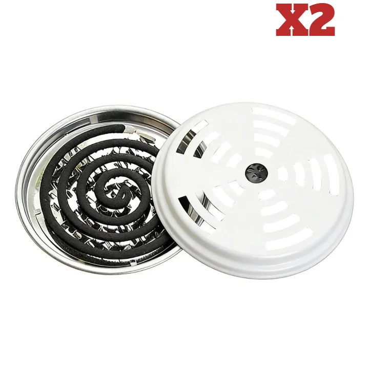Mosquito Coil Holder with Lid – Steel, Ash-Free, Outdoor Use