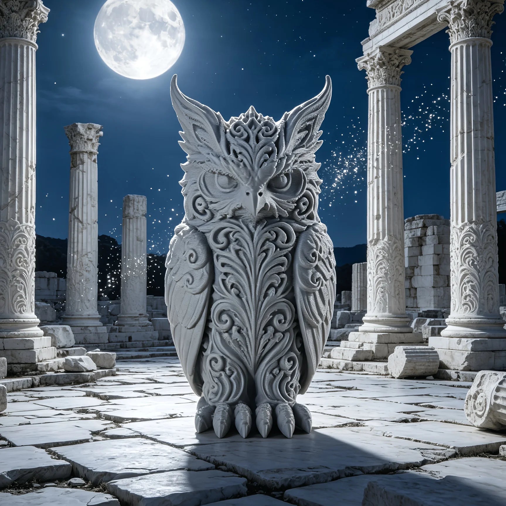 Mysterious Patterns Owl Figurines 3D Printed Forest Fantasy Miniature Statues Magic Bird Ornaments for Home Office Desktop Decor Oasis Select