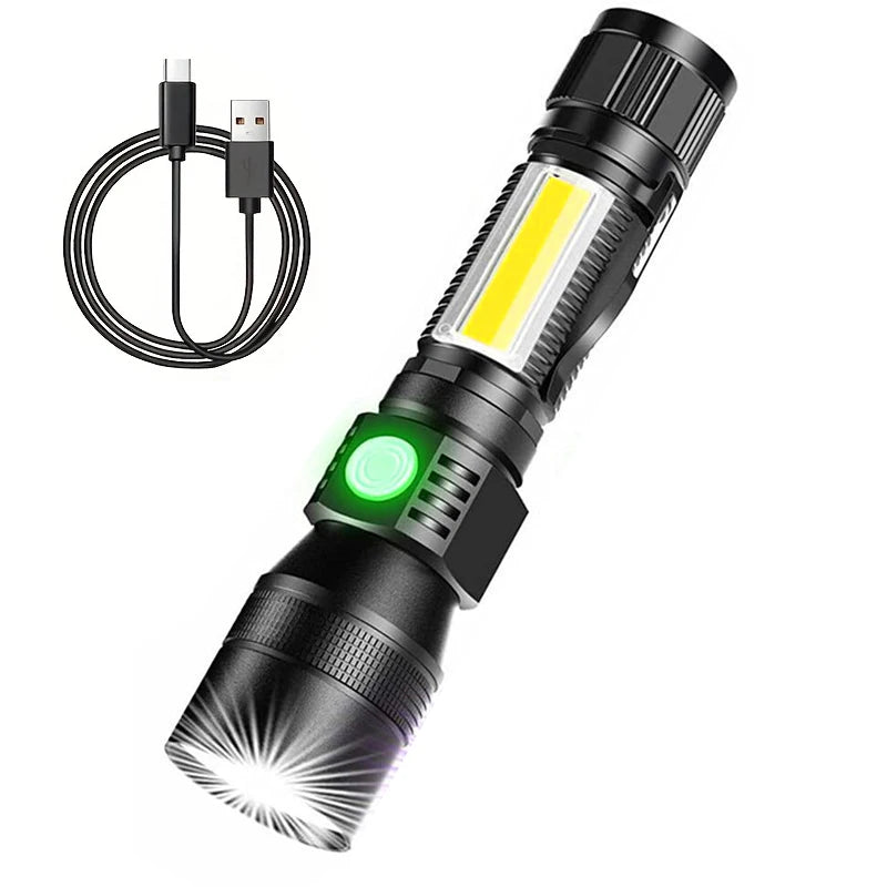 Multifunctional USB Rechargeable 7 Lighting Modes Flashlight Red/White/UV Light LED Super Bright Torch Magnetic Work Light 1 PC Oasis Select 1 PC 1X 18650 battery