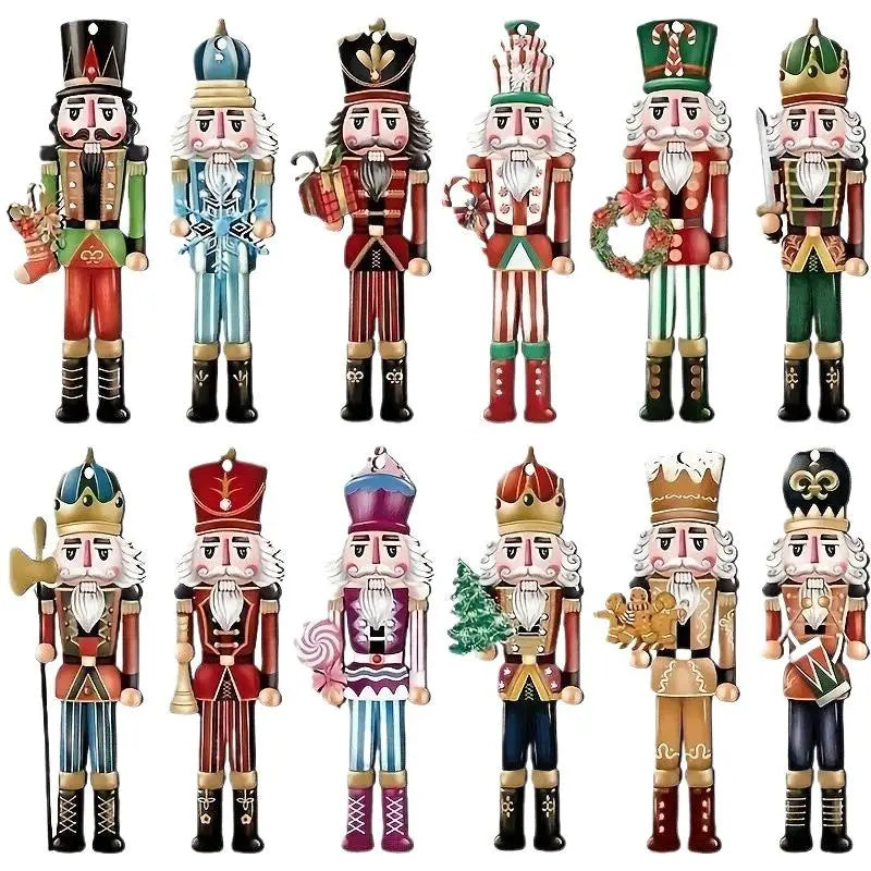 12pcs Christmas Nutcracker Set 8cm Wooden Soldier Dolls for Xmas Tree Holiday Home Office Table Decorations Oasis Select