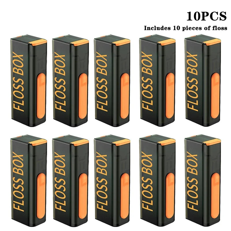 20PCS Mecha Wind Mirror Portable Floss Box Auto Pop Up 10pcs Mini Transparent Floss Stick Storage Box Oral Care Floss Organiser Oasis Select 10PCS
