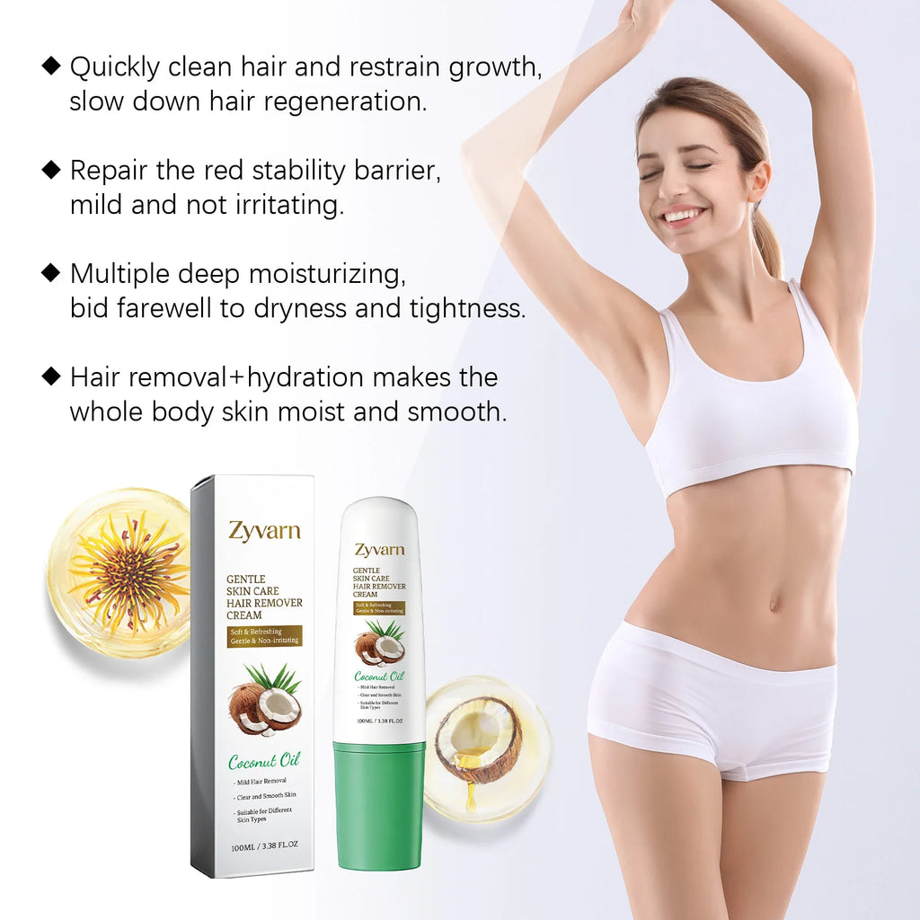 Soothing Hair Removal Cream Coconut Oil Moisturize Formula Painless