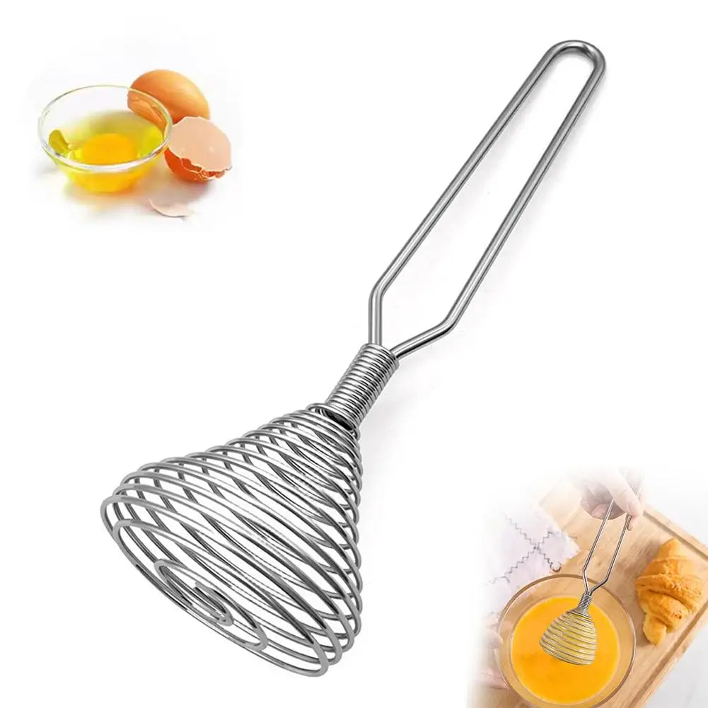 Handheld Manual Egg Beater – Stainless Steel Spring Whisk