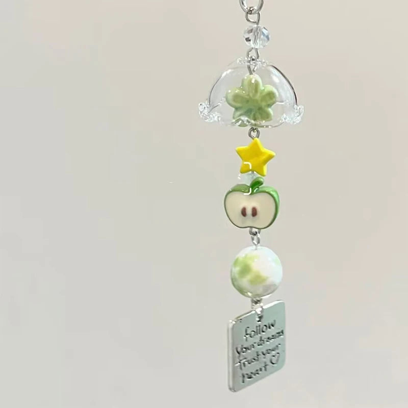 Transparent Keychain Cute Wind Chime Pendant Keyring Mobile Phone Lanyard Kawaii Bag Decorative Accessories Home Decorations Oasis Select A9
