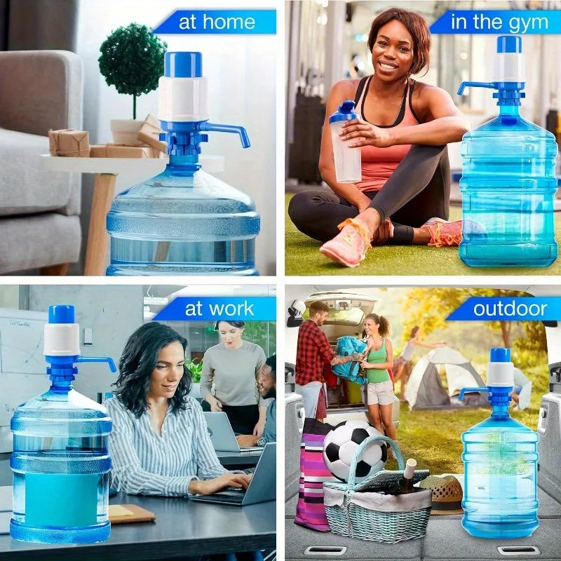 Water Bottles Pump Manual Hand Pressure Drinking Fountain Pressure Pump Water Press Pump with An Extra Short Tube Food Grade Oasis Select
