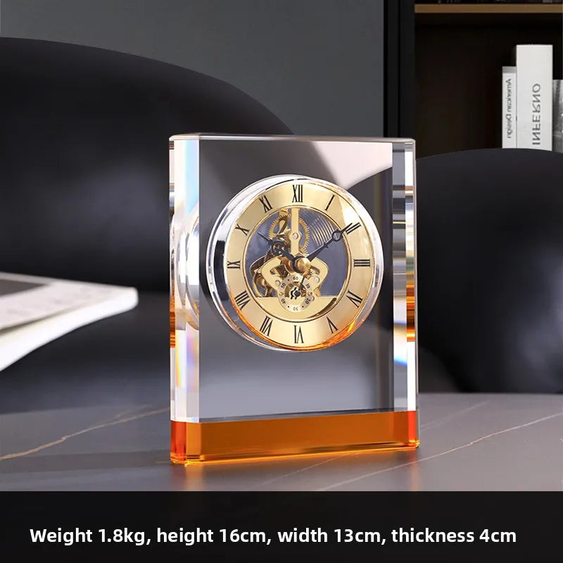 Modern Minimalist Glass Clock Living Room Creative High-end Pendulum Clock Mechanical Placement of Ornaments Oasis Select C