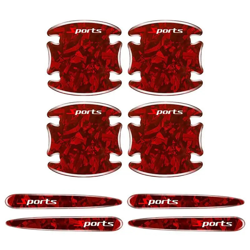 8PCS Car Door Handle Anti- Sticker Carbon Fibre Car Door Bowl Handle Protector Paint Protection Decorative Cover Oasis Select Red