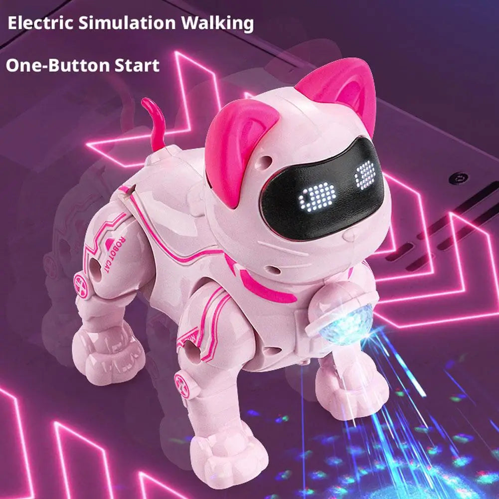 Electric Robot Cat Toy – Walking, Singing & Light-Up with Leash