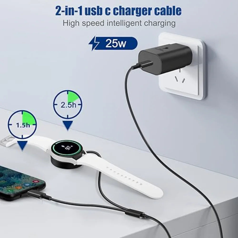 2-in-1 USB-C Charger for Samsung Galaxy Watch 7/6/5 & Phone Smartwatch Charger Cable Oasis Select