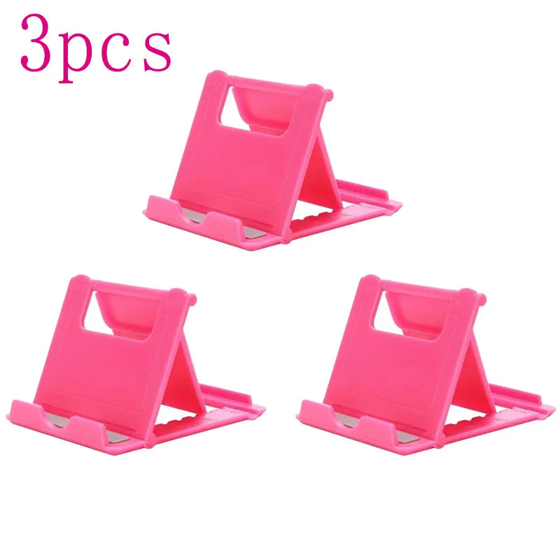 1/2/3Pcs Phone Desk Stand For Mobile Phone Tripod For iPhone Xsmax 12 13 Pro Huawei Xiaomi Mi 9 Plastic Foldable Desk Holder Oasis Select 3pcs Pink