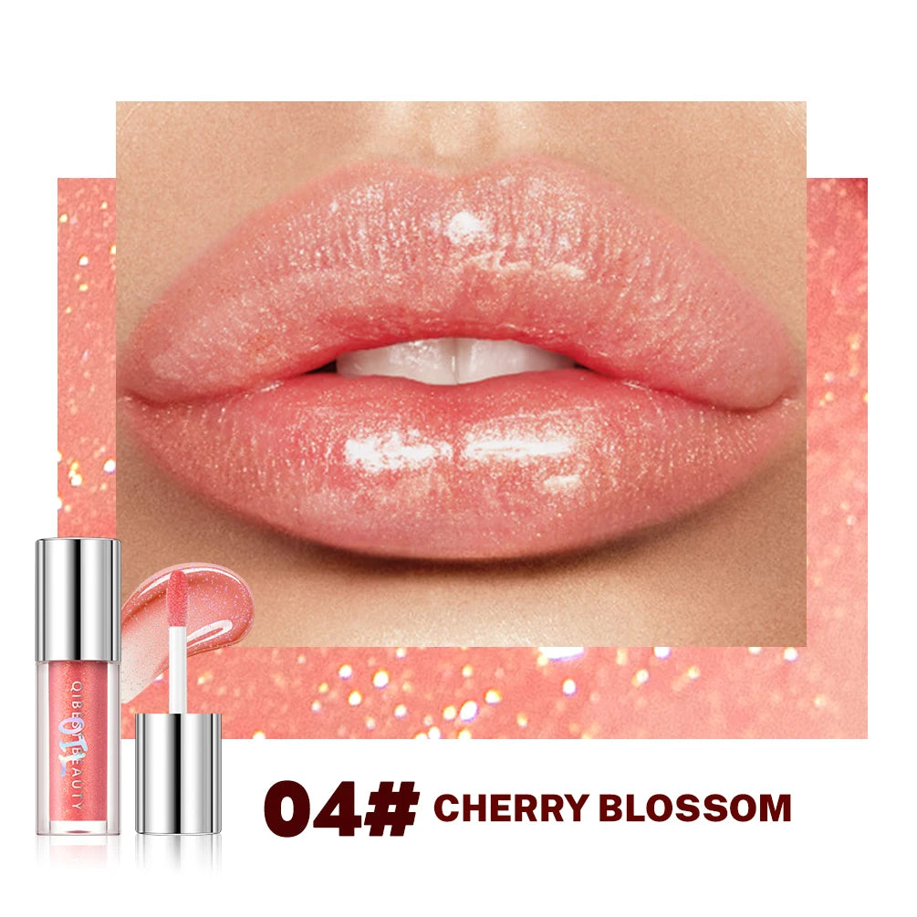 QIBEST Diamond Glitter Lip Gloss – Shimmer Mirror Lip Glaze