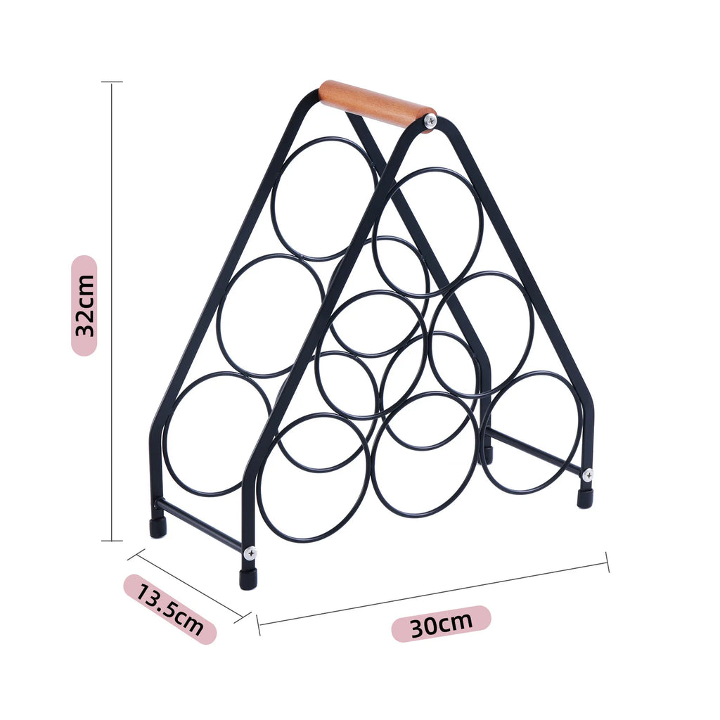 red wine rack European wooden handle portable wine bottle rack desktop wine cabinet ornament red wine display rack Oasis Select Triangle black