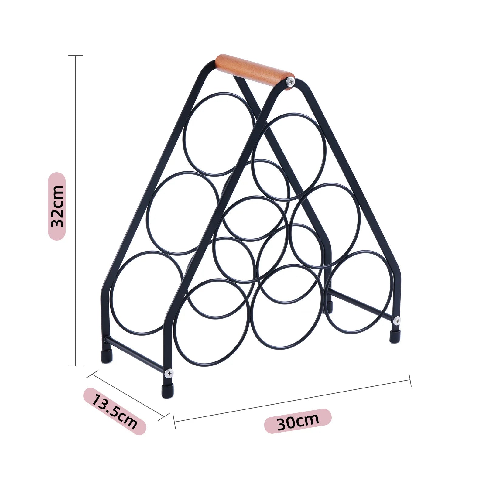 red wine rack European wooden handle portable wine bottle rack desktop wine cabinet ornament red wine display rack Oasis Select Triangle black