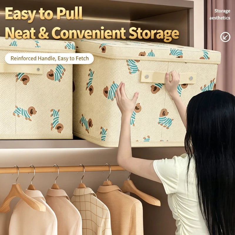New Large Capacity Non-Woven Storage Box with Lid, Foldable Clothes Organizer for Wardrobe, Home Storage Solution, Storage Box Oasis Select