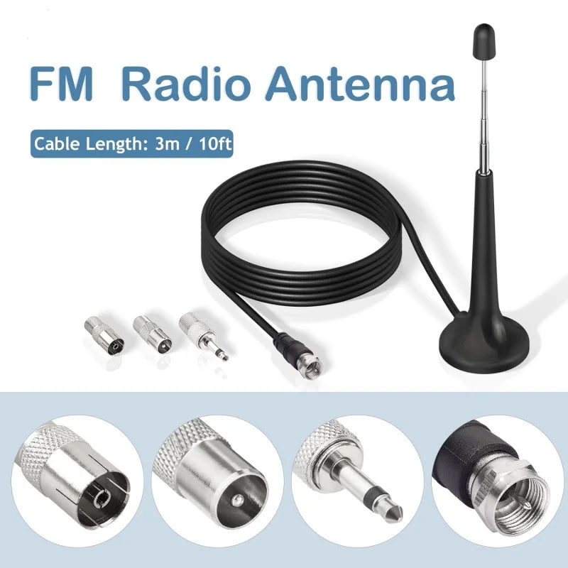 DAB FM TV Receiver with Pull Rod Antenna Hifi AV Stereo Amplifier Suction Cup Antenna for Clear Radio Reception Oasis Select