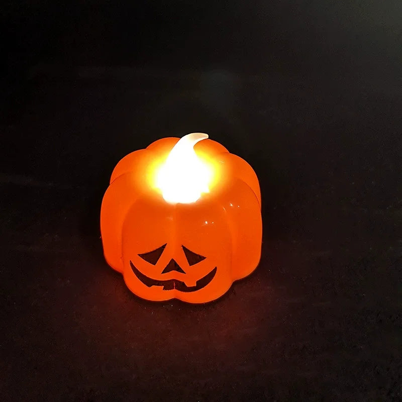 Flickering Flameless LED Pumpkin Light, Night Lamp, Ornaments, Holloween Party Decoration Supply, 2 Styles Oasis Select