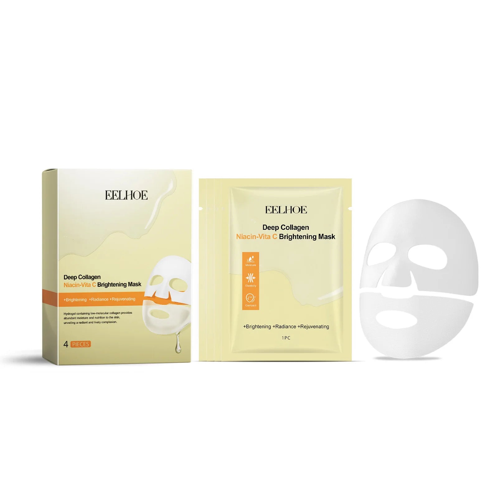 EELHOE Nicotinamide Face Mask – Collagen, Hyaluronic Acid Firming Collagen Sheet Mask Oasis Select 4pcs V C