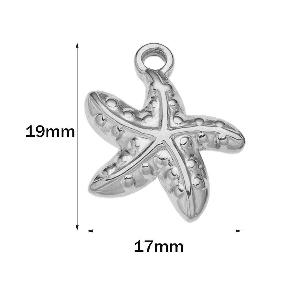 10pcs Stainless Steel Summer Beach Charms Starfish Seashell Conch Pendants for DIY Bracelet Necklace Earrings Jewelry Making Oasis Select Steel 17x19mm 10 Pieces