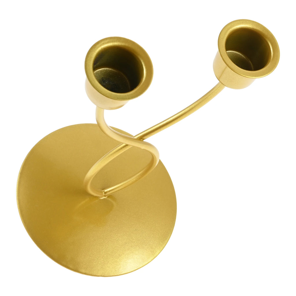Fits for Living Room,study Room,Decorate Birthday Parties,candlelight Dinners 1Pc 2-head Golden Curved Candlestick Nordic Design Oasis Select