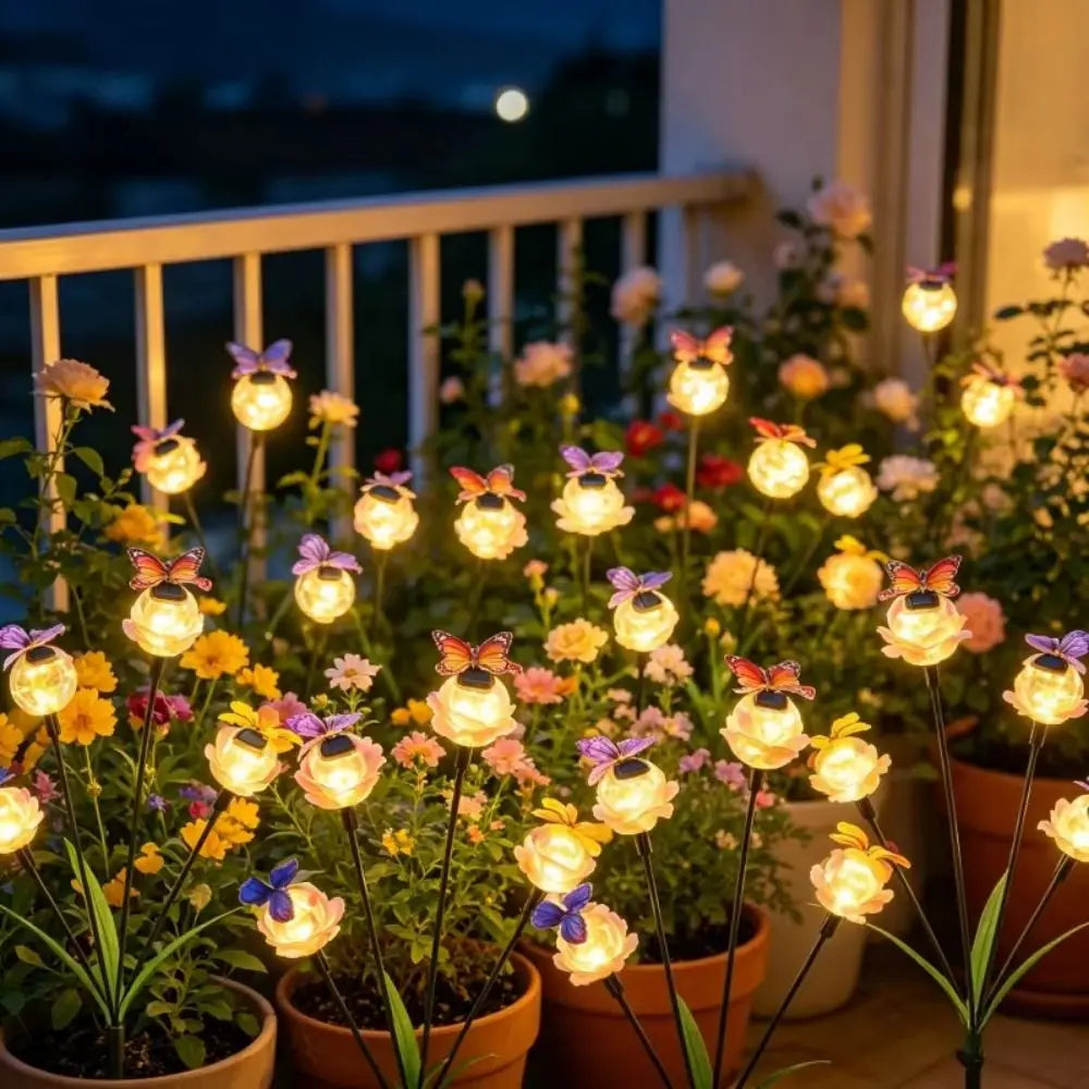 Solar Butterfly Garden Lights – 6/8 Head Color Changing Stake