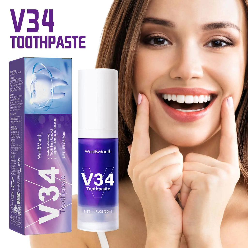 V34 Cleansing Mousse, Intensive Teeth Whitening, Gentle Gum Care & Long-Lasting Fresh Breath, Convenient Press-Type Toothpaste Oasis Select