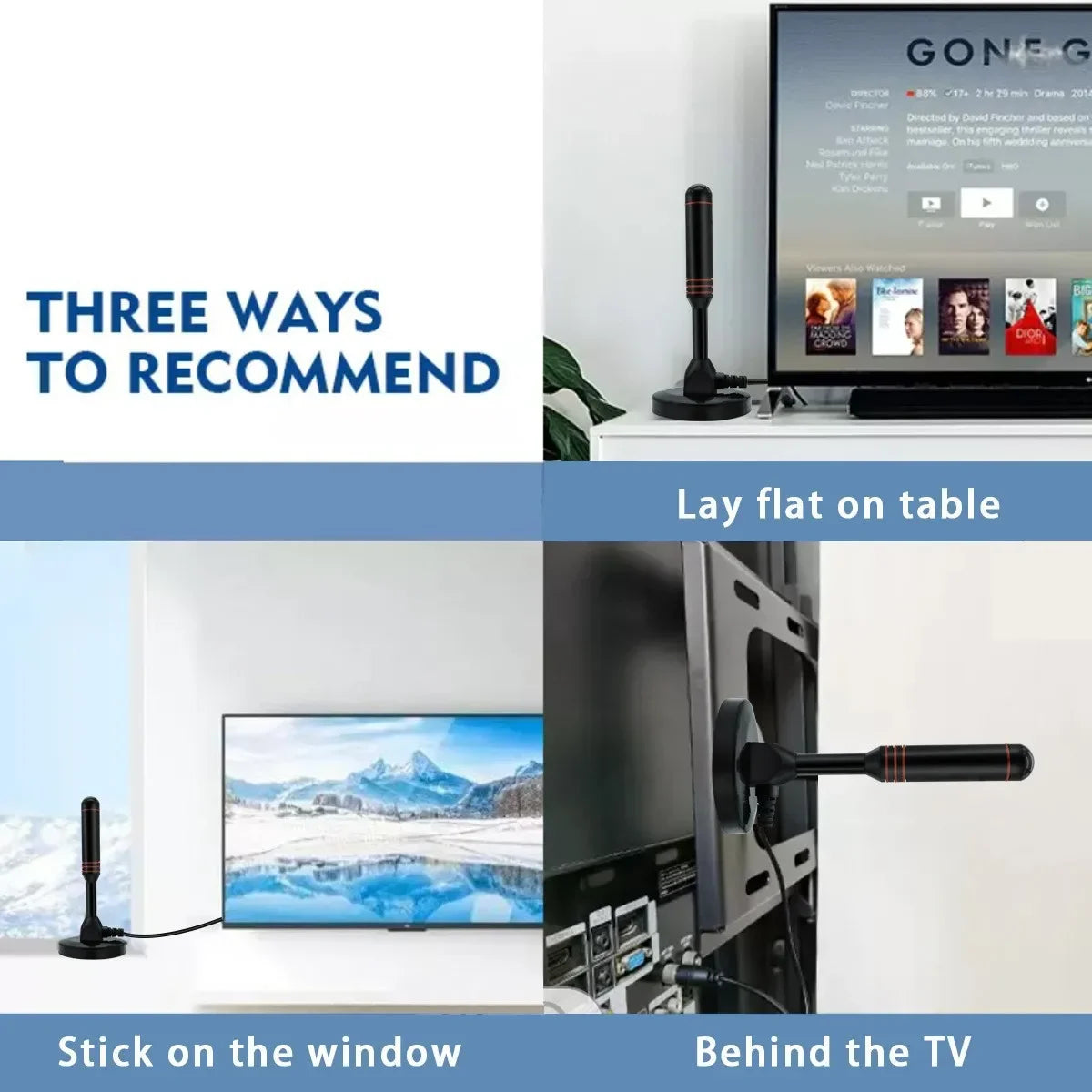 Digital TV antenna indoor ground wave antenna extended sucker dvb-t2 antenna with amplifier Oasis Select