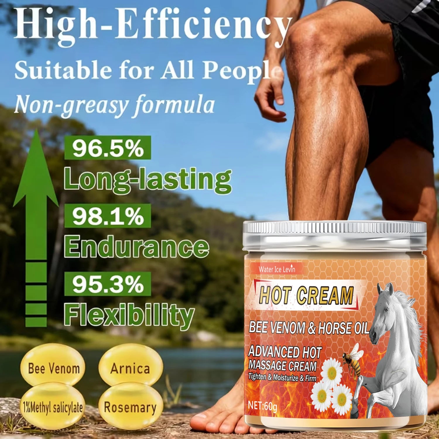 Bee Venom & Horse Oil Hot Cream – Pre-Workout Warming & Firming Warming Body Cream Oasis Select