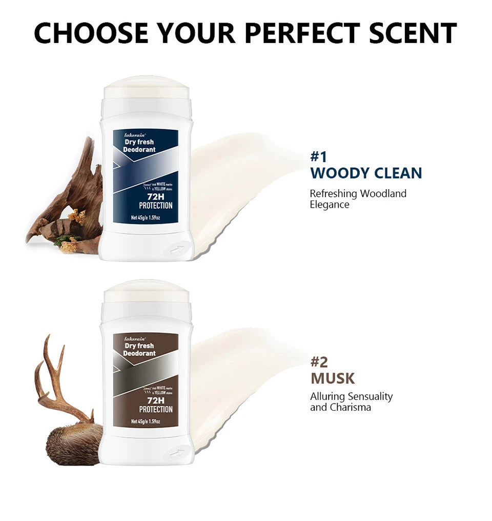 45g Men's Antiperspirant Deodorant Cream Underarm Odor Removal Woody Musk 72H Long Lasting Oasis Select