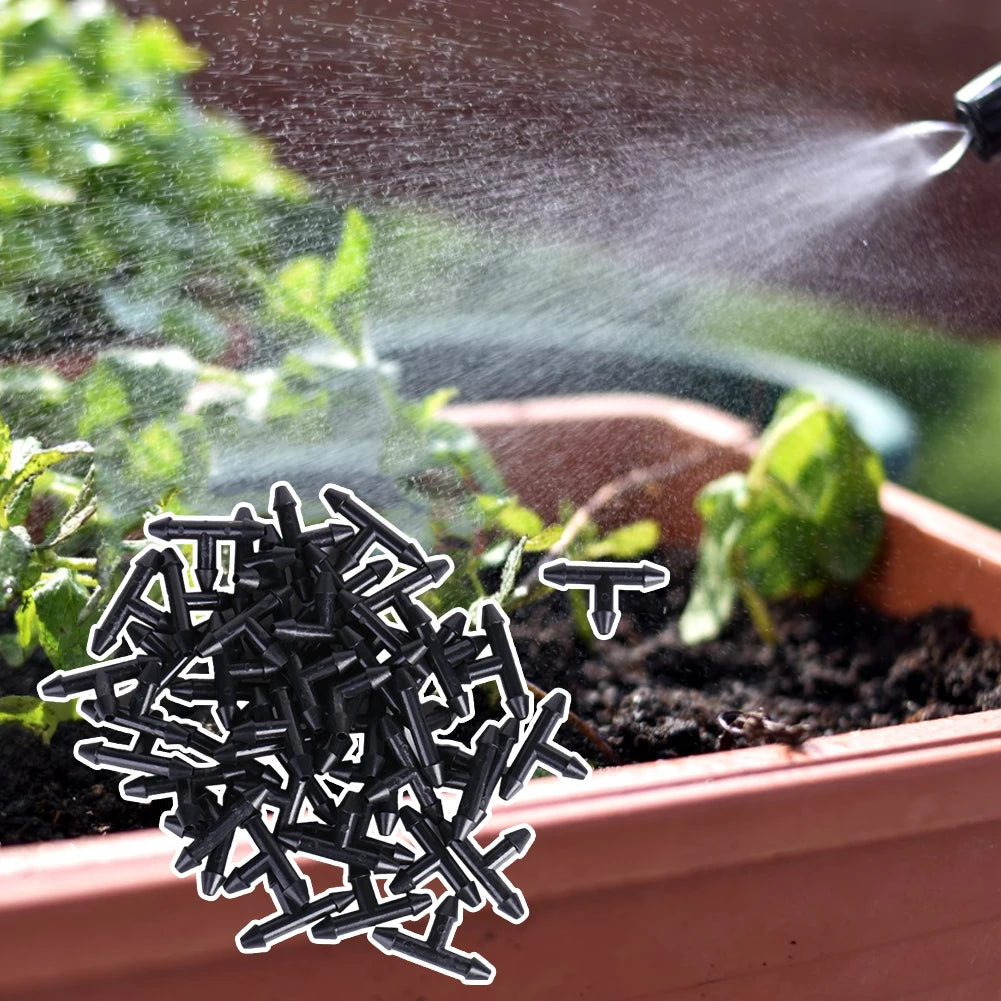 50/100PCS Barbed Tee 3-Way Joint 3/5 Micro Connector Garden Watering Hose Micro Drip Irrigation Tool for Plant Pots Systems Oasis Select