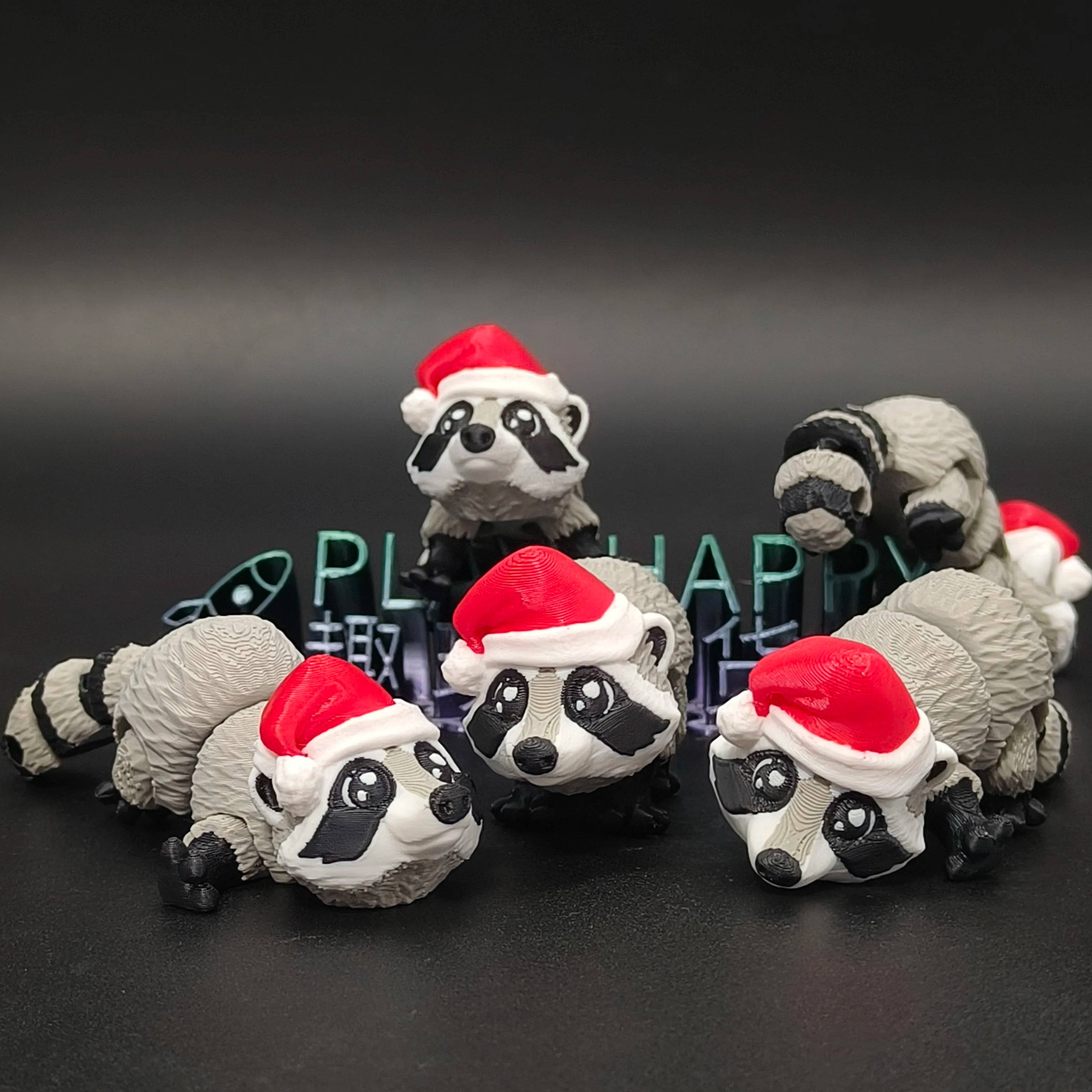 Articulating Animals Christmas Raccoon,3D Printed Articulated Joints ADHD, Autism, Relief Anxiety, Collectible Figurines Home Oasis Select