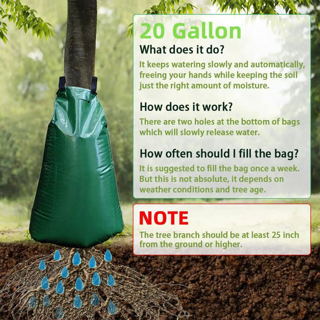 2PCS 20 Gallon Reusable Tree Watering Bag Slow Release Irrigation Drip System for Lawn & Garden Care Oasis Select
