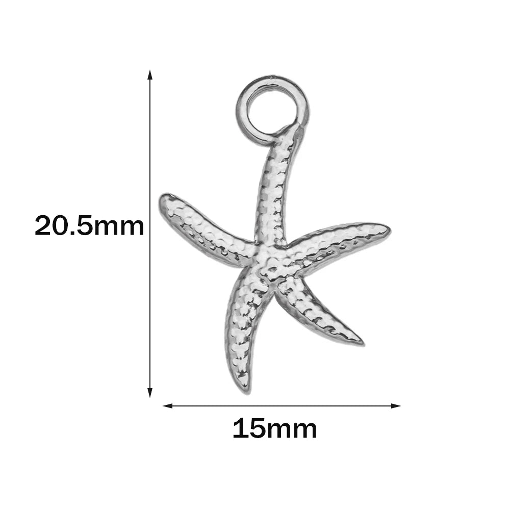 Stainless Steel Starfish Charms Shell Fish Tail Hippocampus Gold