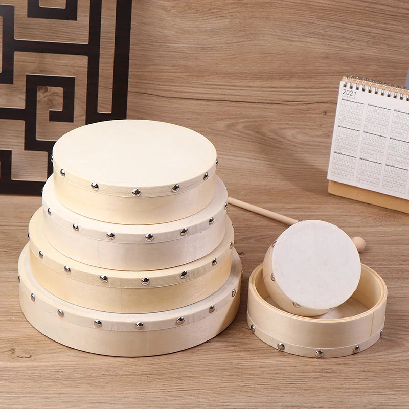 Frame Drums 4/6/7/8/9/10 Inch Hand Drum Wood Drum With Drum Stick Set Musical Game Kids Educational Toy Percussion Instrument Oasis Select