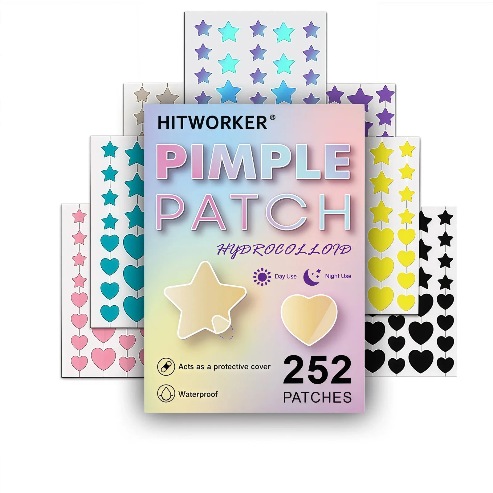 252pcs/box star shaped heart - containing tea tree oil acne patch, alcohol free, non irritating absorption of acne secretions Oasis Select 252pcs