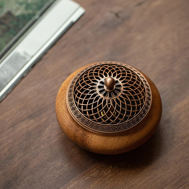 Walnut Wood Solid Wood Incense Burner Chinese-style Retro Household Incense Burner Base Creative Sinking Incense Burner Oasis Select