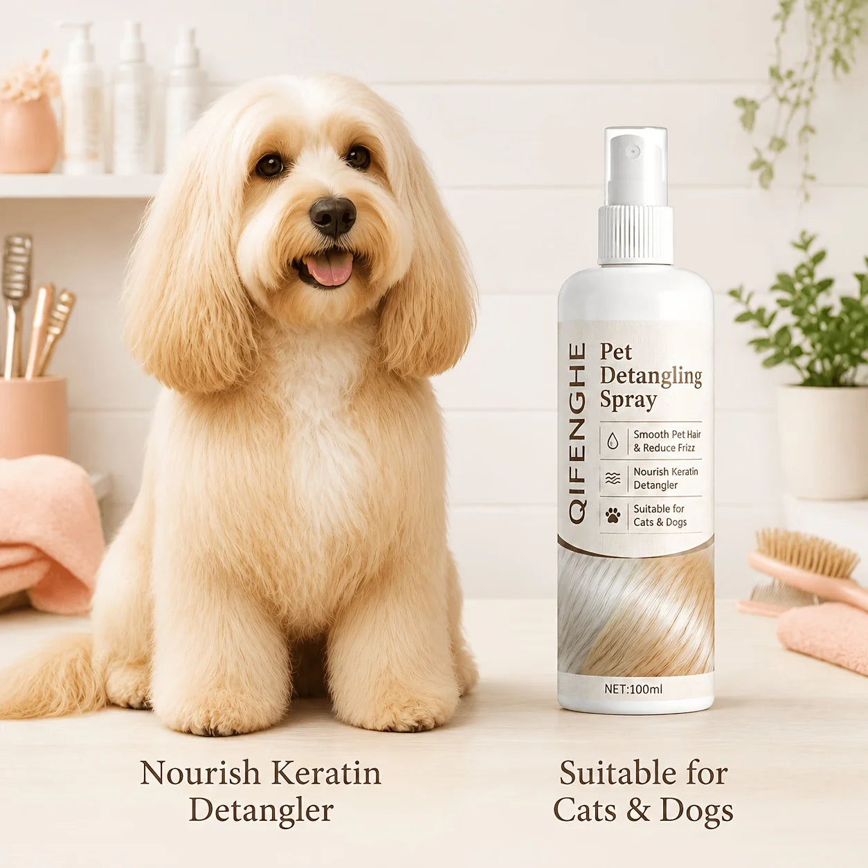 Pet Detangler Spray for Dogs & Cats – Coconut Oil & Vitamin C