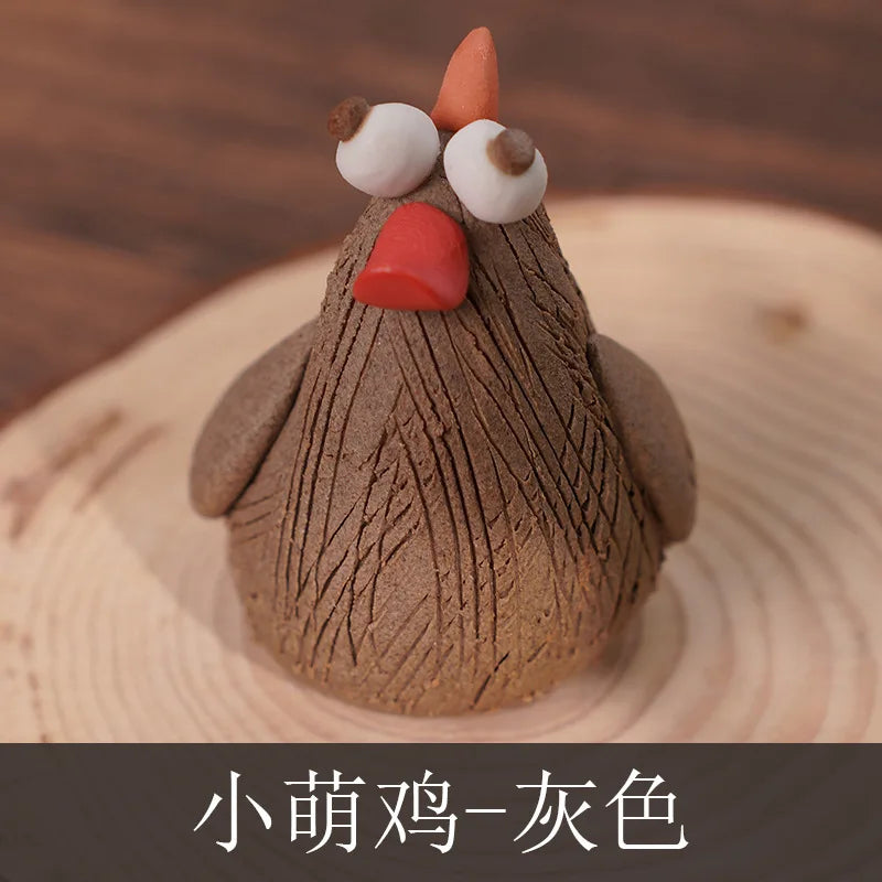 Ceramic Cute Mini Ornaments for Tourist Attractions, Hand-Pinched Animals, Cultural and Creative Decorations Tea Pets Oasis Select 6