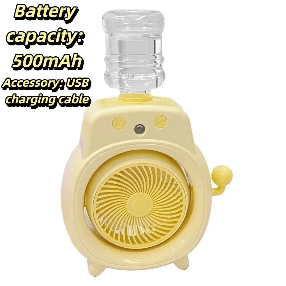 Fine Gentle Mist Portable Desktop Cooling Spray Fan Even Comfortable Wind Wide Angle Air Supply Quiet Humidifying Fan for 500mAh Oasis Select Yellow
