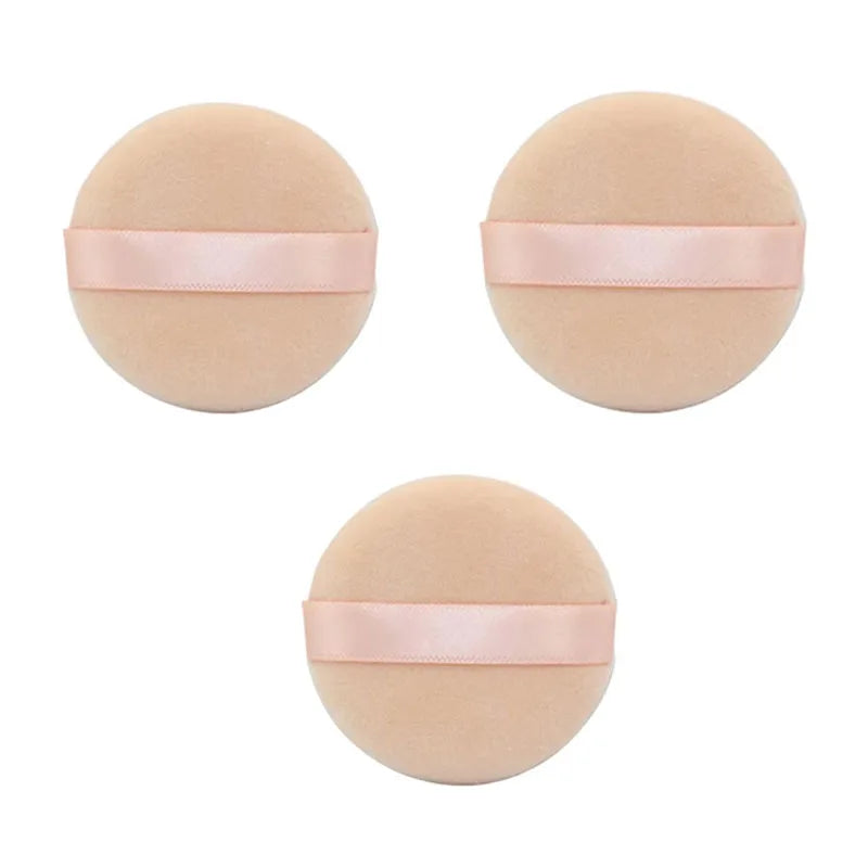 1/2/3/4pcs Soft Velvet Makeup Sponge Loose Powder Cosmetic Puff Double-sided Face Makeup Sponge Concealer Wet Dry Makeup Tools Oasis Select 3pcs-Beige