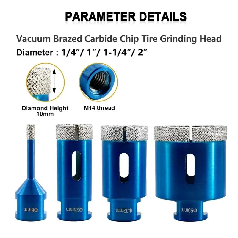 JUSTINLAU Multi Specification M14 Brazed Diamond Drill Bit Marble Ceramic Tile Glass Granite Threaded Hole Clamp Drilling Tool Oasis Select