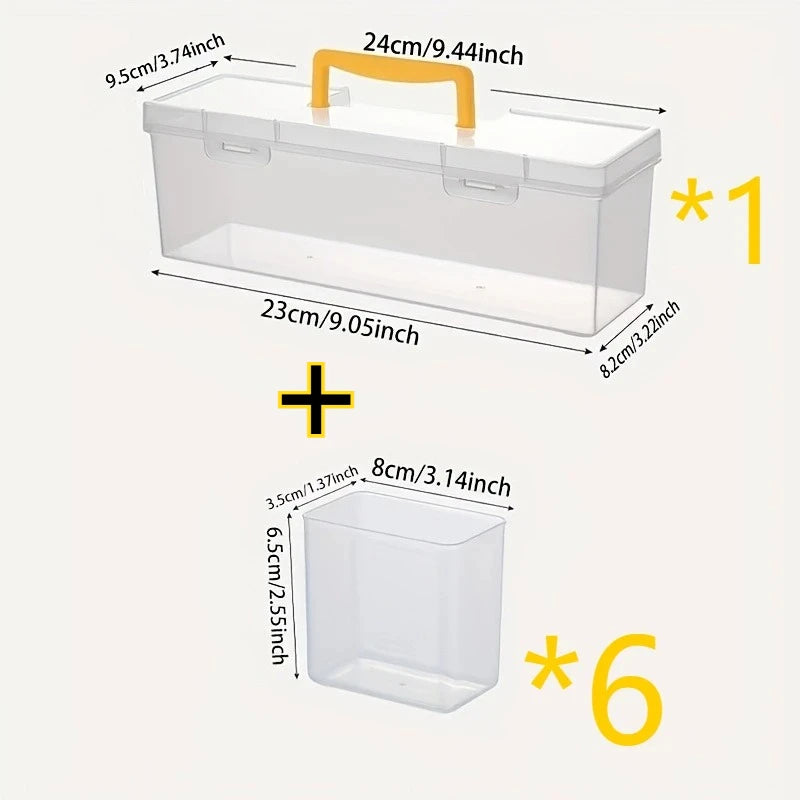 7Pcs Heavy Duty Parts Organizer, Clear Tool Storage Box with 6 Removable Bins, Portable Hardware Case for Screws Nails Nuts Oasis Select 1 set