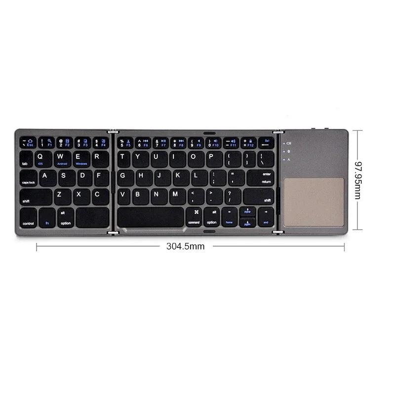 Wireless Folding Keyboard Bluetooth Keyboard With Touchpad For Windows, Android, IOS,Phone,Multi-Function Button Mini Keyboard Oasis Select Grey