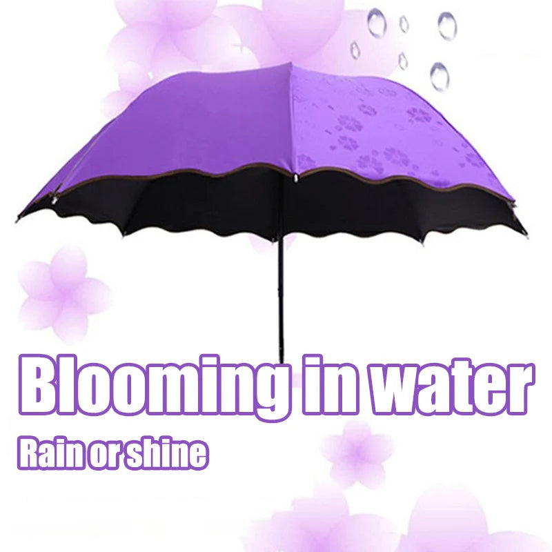 Magic Folding Umbrella with Rainwater Pattern Windproof Sunshade Umbrella Outdoor Sports UV Protection Umbrella Umbrella Woman Oasis Select