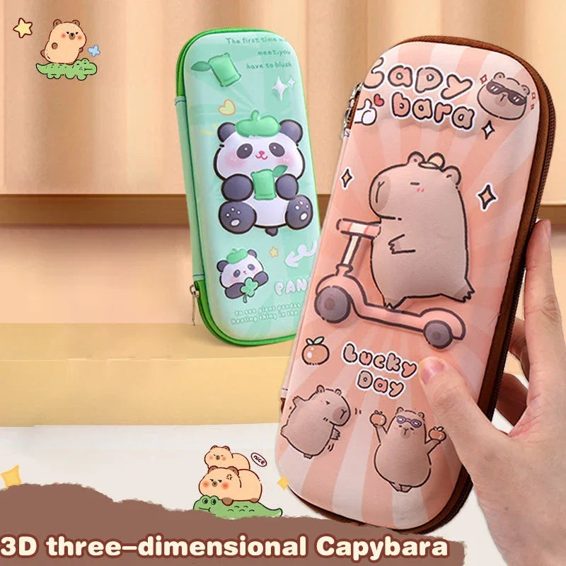 3D Capybara Pencil Case Drop Resistant Waterproof Student School Supplies Large Capacity Multifunctiona Pen Pouch Stationery Oasis Select