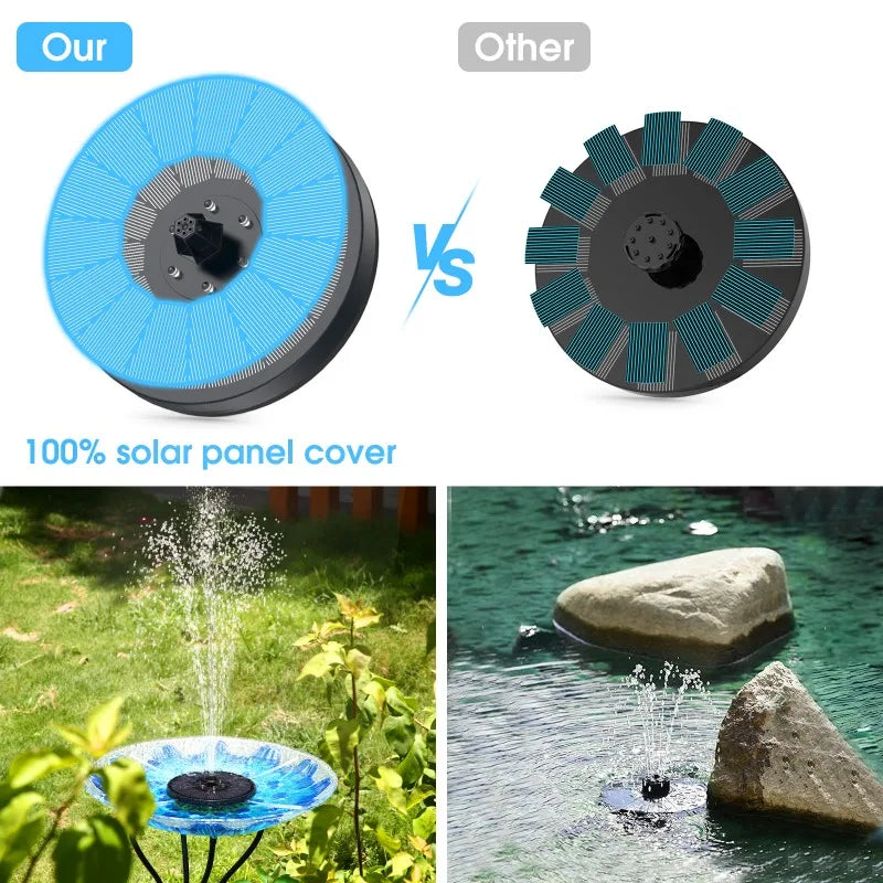 3W Solar Water Fountain with Colorfuls Light and 7 Different Nozzles, Ideal Outdoor Water Feature Decoration for Garden Pond Etc Oasis Select