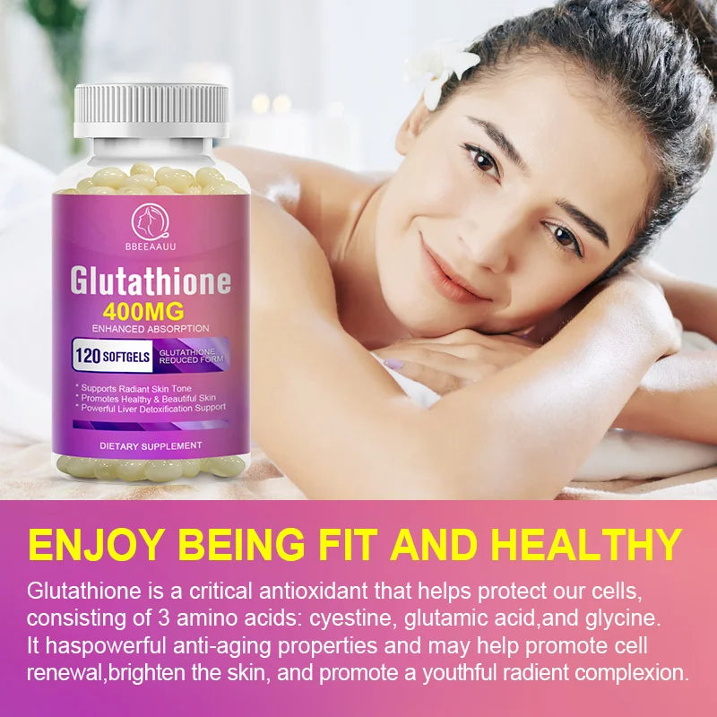 BBEEAAUU Glutathione Capsules Support Skin Whitening Improve Dullness Anti-wrinkle and Anti-aging Detox Liver Health Oasis Select