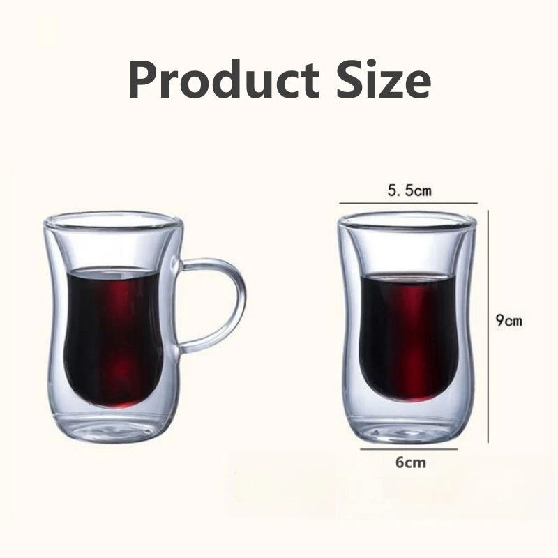 Double Wall Glass Cup Transparent Heat Resistant Milk Water Mini Whisky Cup Espresso Coffee Cup Bar Drinkware Gift Oasis Select